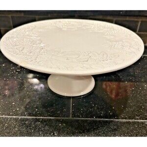 Over & Back White Porclein Cake Plate Stand Sever: Made in Italy 14"